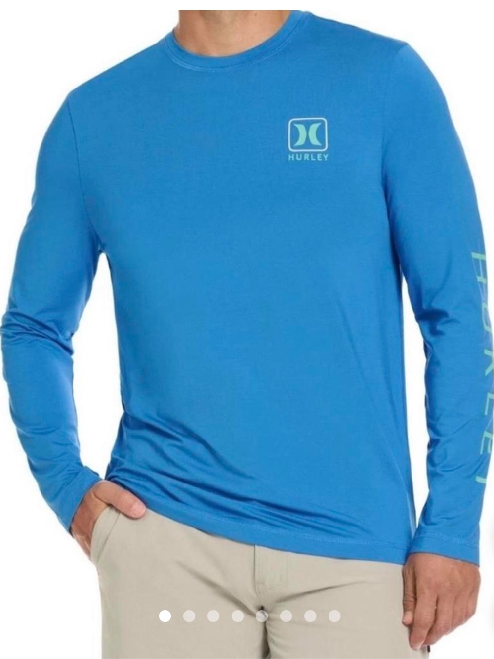Men’s Hurley Longsleeve athletic top pullover turquoise aqua blue L